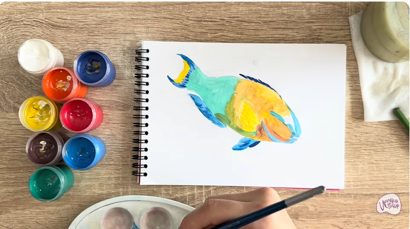 Рисуем Рыба-попугай