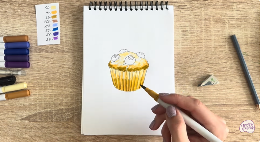 Рисуем Кекс с черникой