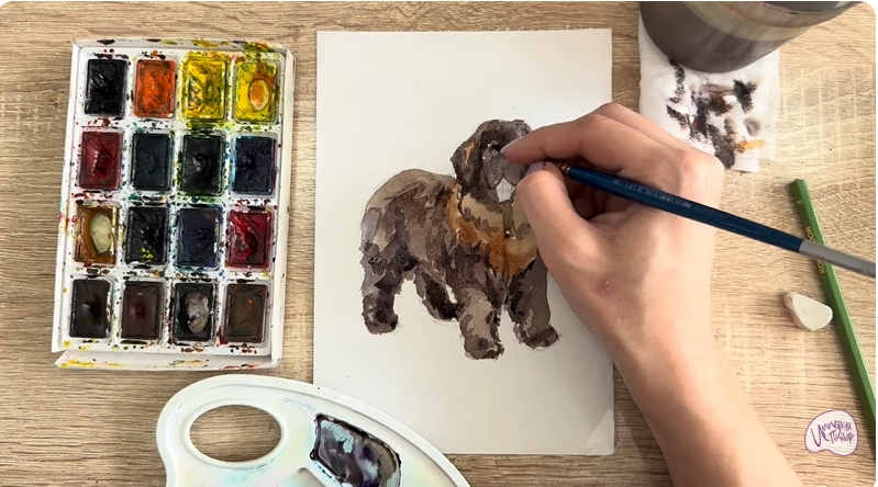 Рисуем Собака породы Ньюфаундленд