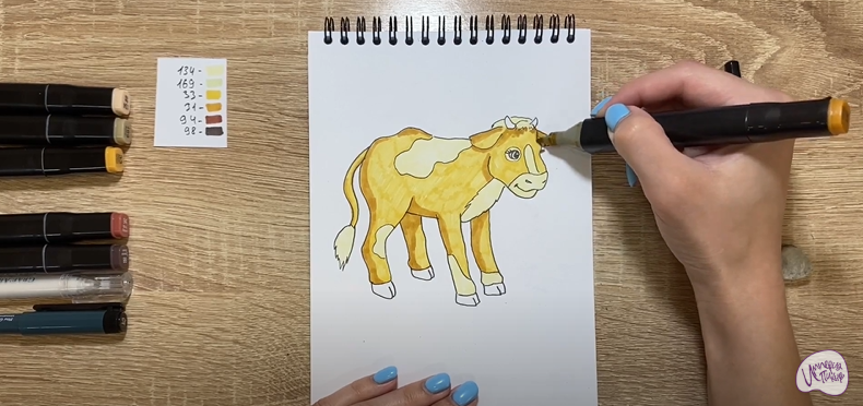 Рисуем Мультяшный телёнок