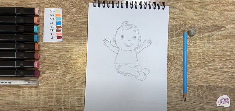 Рисуем Сидящий ребёнок