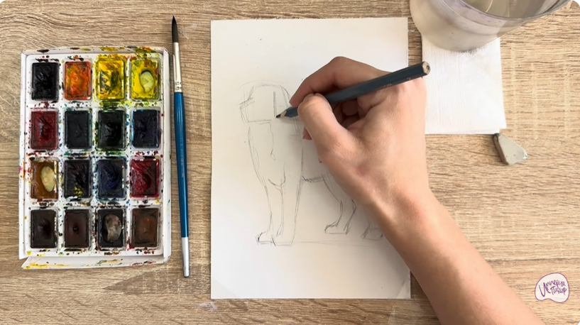 Рисуем Собака породы Бернский зенненхунд