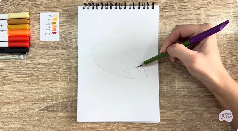 Рисуем Бутерброд с красной икрой