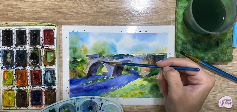 Рисуем Мост через реку