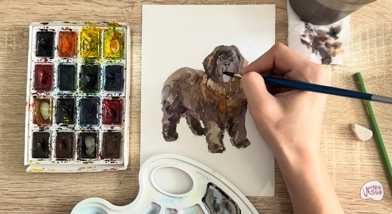 Рисуем Собака породы Ньюфаундленд