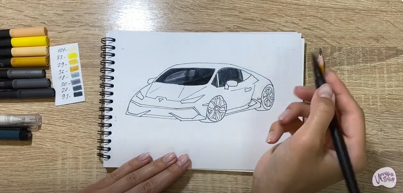 Рисуем Машина марки "Lamborghini"