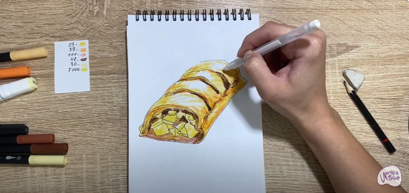 Рисуем Яблочный штрудель
