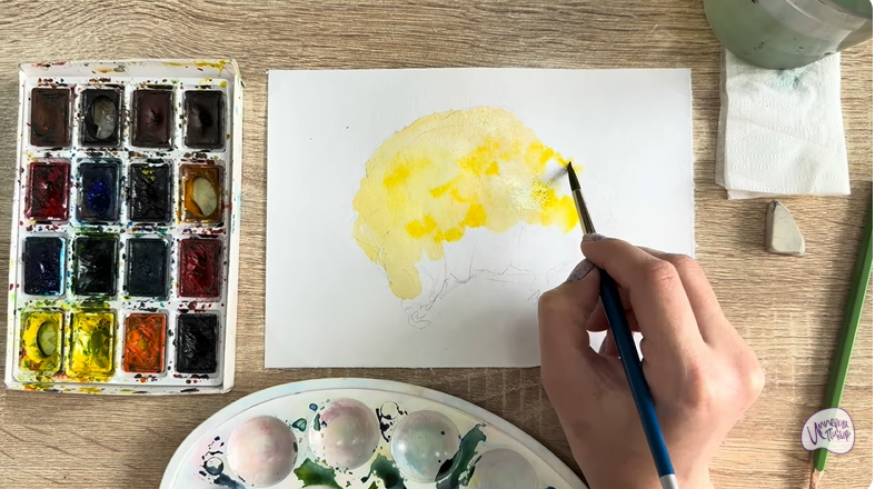 Рисуем Рамария жёлтая