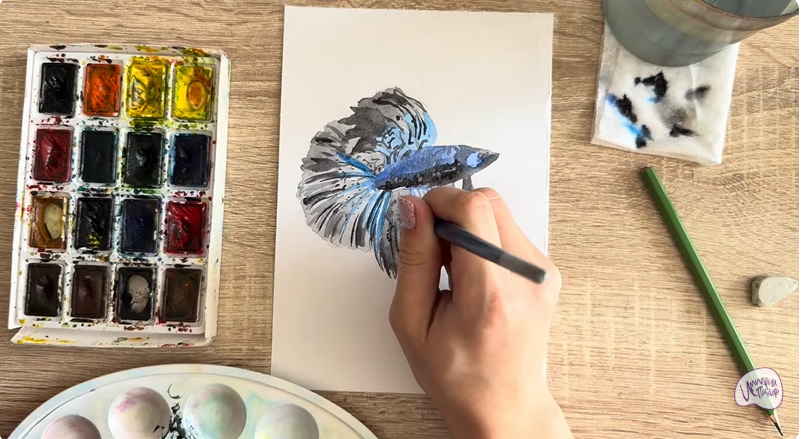 Рисуем Рыба петушок