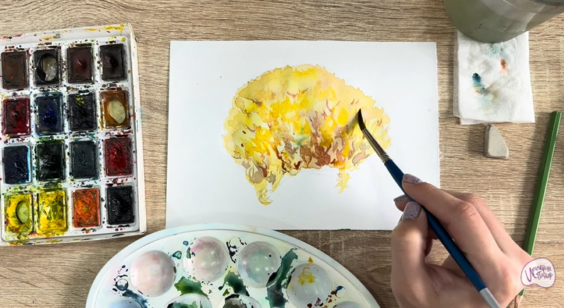 Рисуем Рамария жёлтая