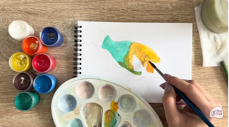 Рисуем Рыба-попугай