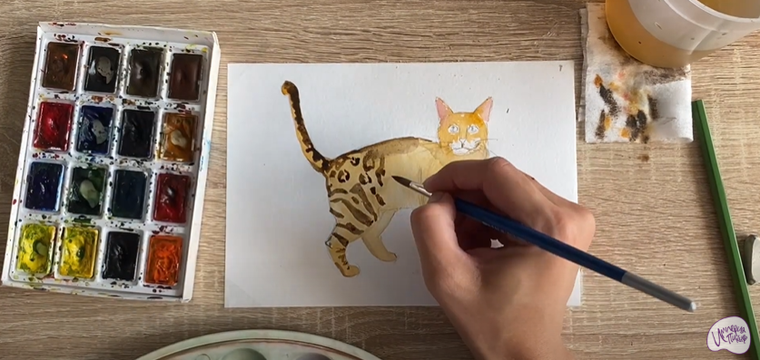 Рисуем Бенгальская кошка