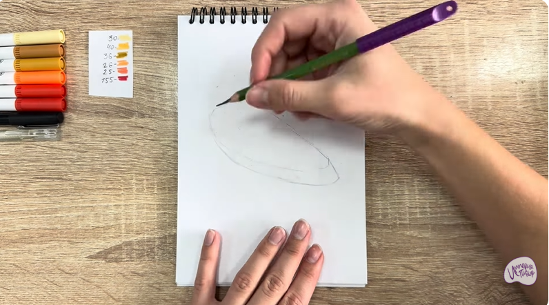 Рисуем Бутерброд с красной икрой