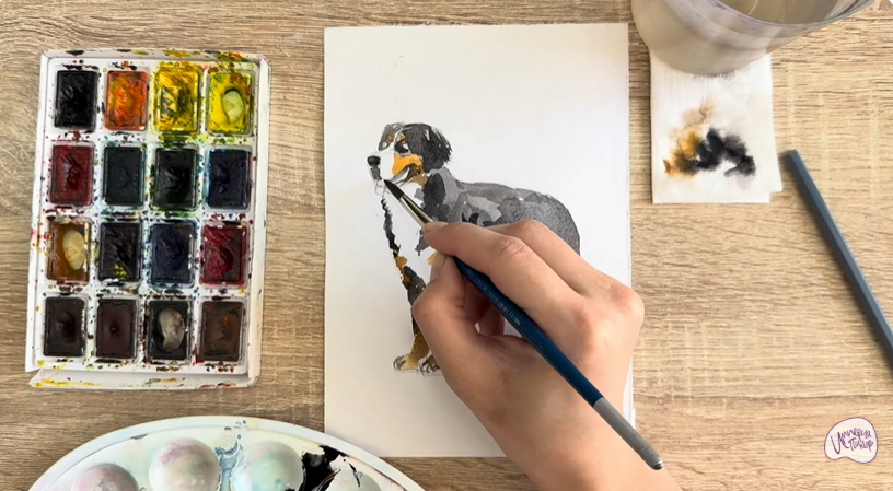 Рисуем Собака породы Бернский зенненхунд