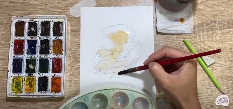 Рисуем Грифола курчавая