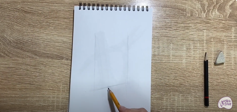 Рисуем Деревянный стеллаж