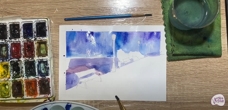 Рисуем Зимний вечер
