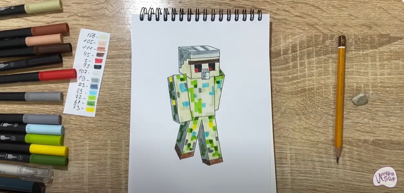 Рисуем Голем из "Minecraft"