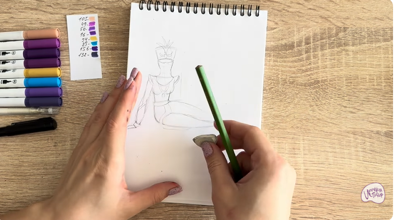 Рисуем Шамаханская Царица из "Три богатыря"