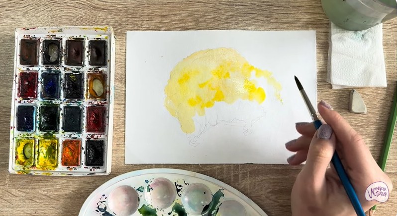 Рисуем Рамария жёлтая