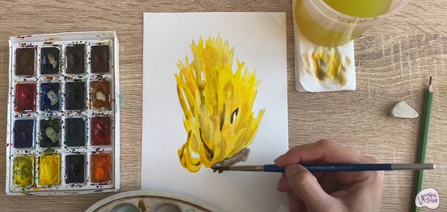 Рисуем Рогатик жёлтый