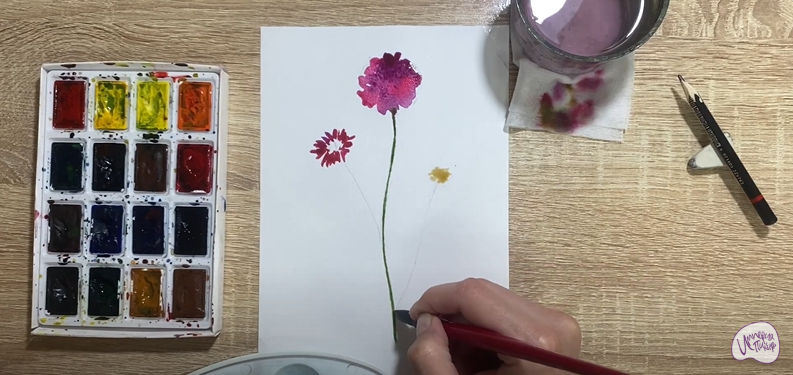 Рисуем Цветок "Скабиоза"