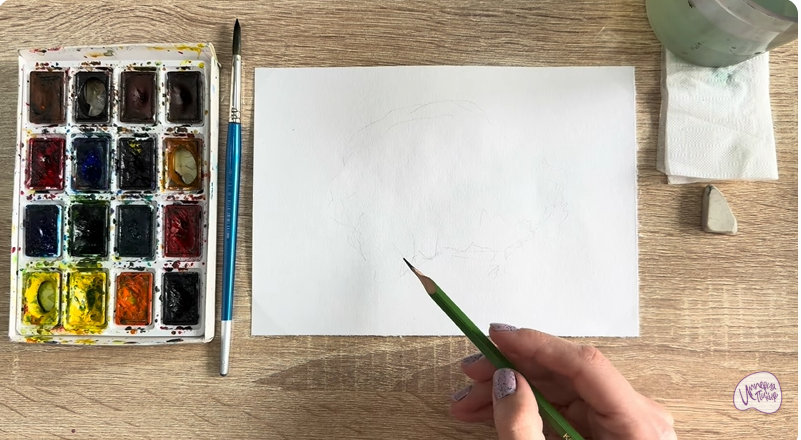 Рисуем Рамария жёлтая