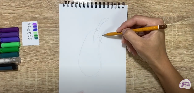 Рисуем Мультяшный баклажан
