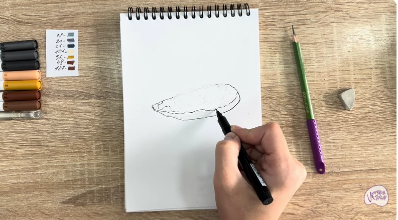 Рисуем Бутерброд с черной икрой