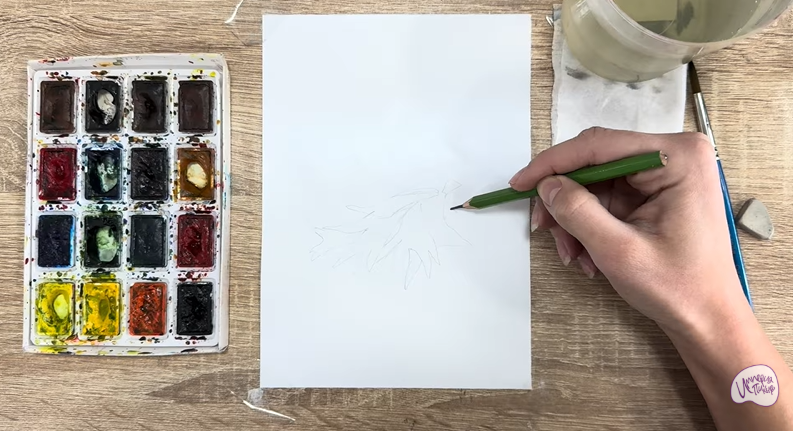 Рисуем Платицериум в горшке