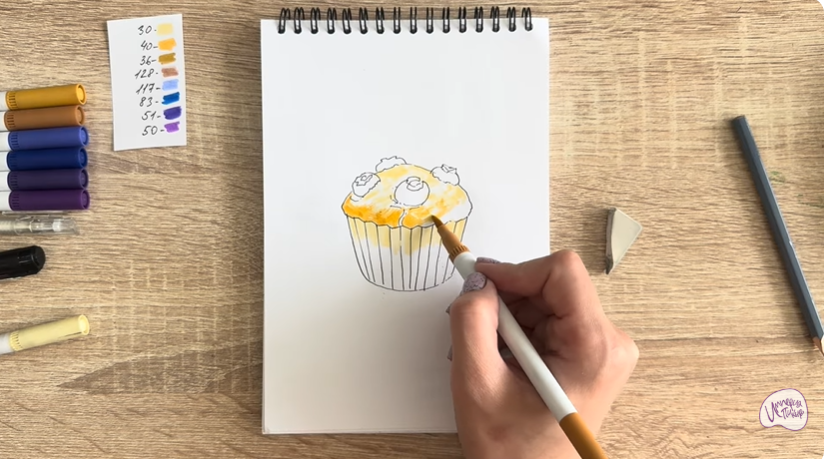 Рисуем Кекс с черникой