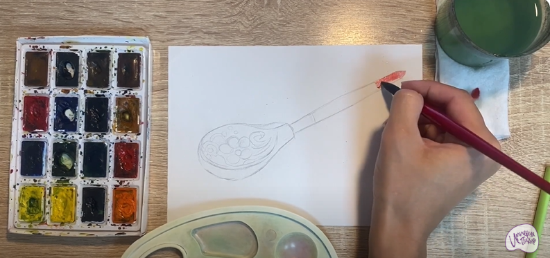 Рисуем Деревянная ложка