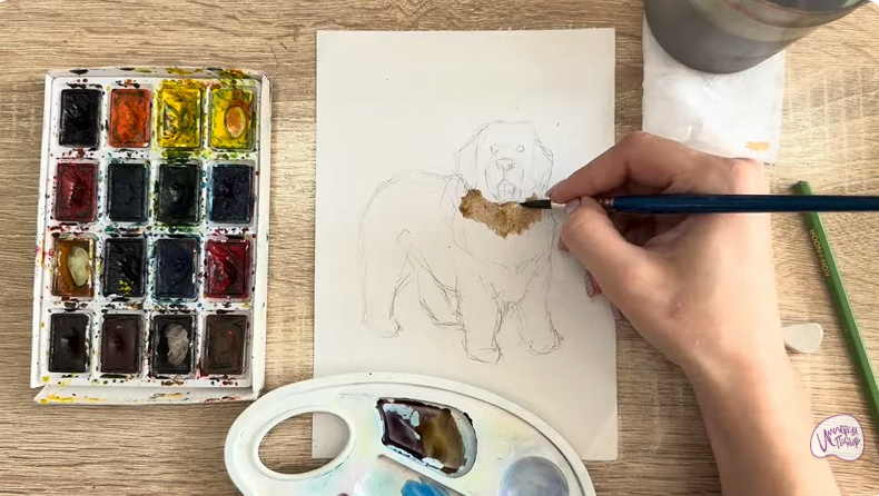 Рисуем Собака породы Ньюфаундленд