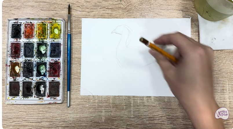 Рисуем Краснозобая казарка