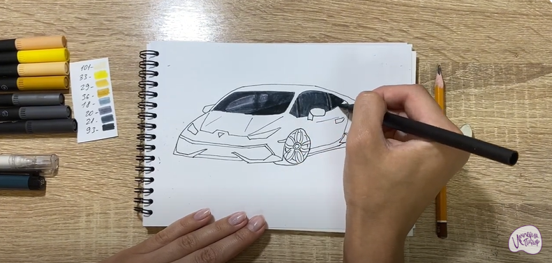 Рисуем Машина марки "Lamborghini"