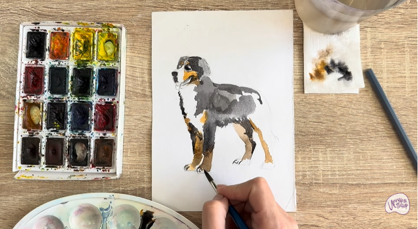 Рисуем Собака породы Бернский зенненхунд