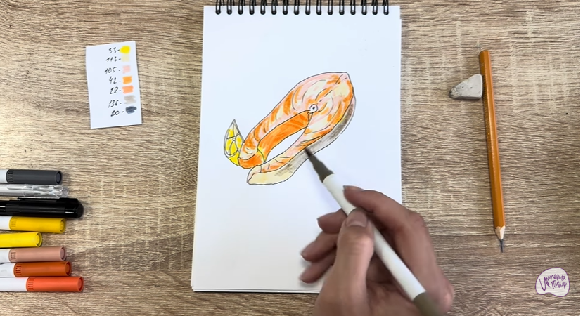 Рисуем Стейк из форели