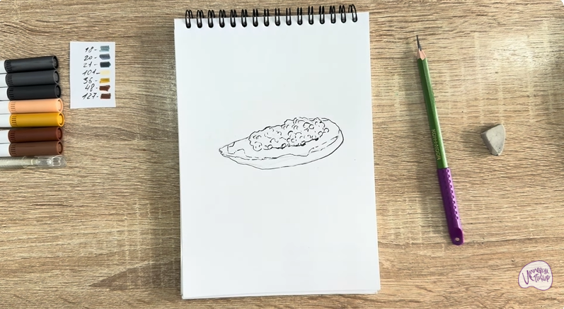 Рисуем Бутерброд с черной икрой