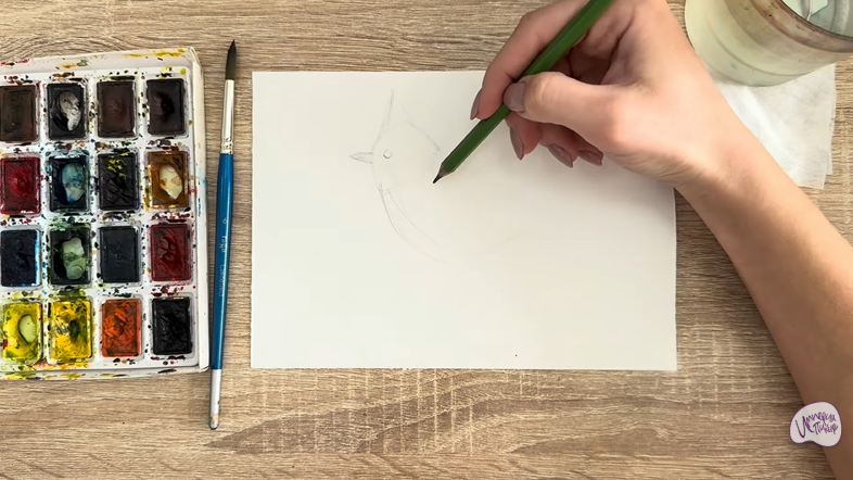 Рисуем Хохлатая синица