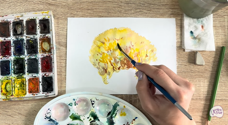 Рисуем Рамария жёлтая