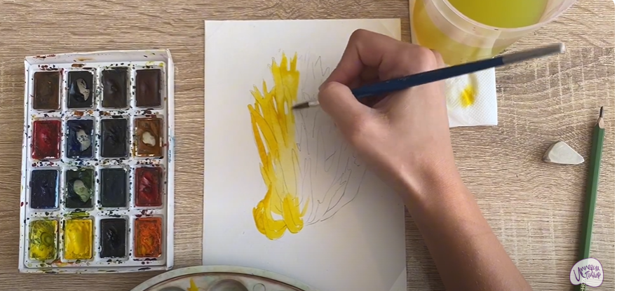 Рисуем Рогатик жёлтый