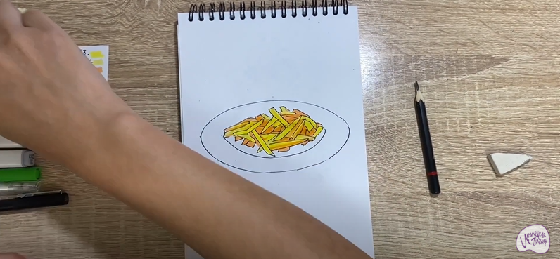 Рисуем Жаренная картошка