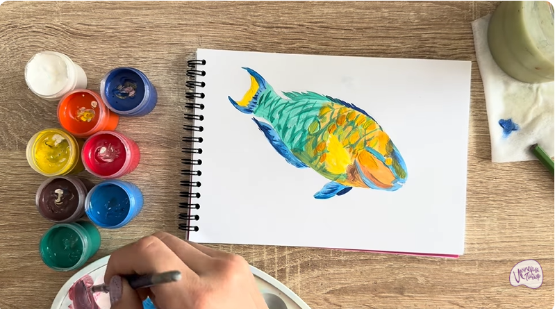 Рисуем Рыба-попугай