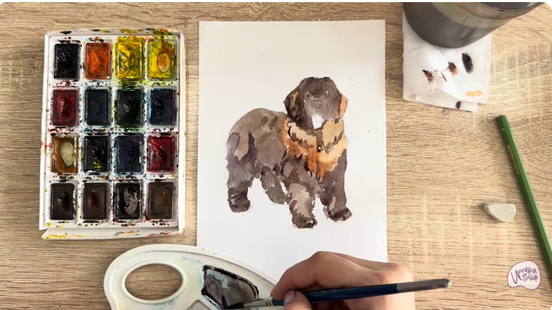 Рисуем Собака породы Ньюфаундленд