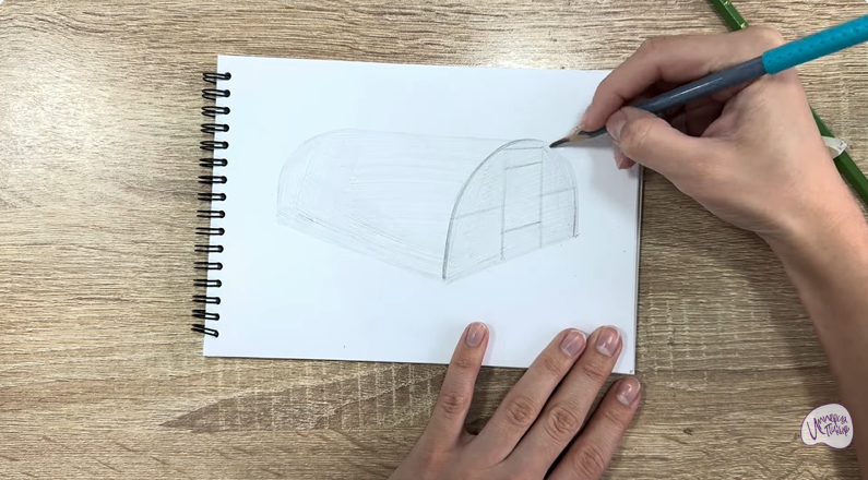 Рисуем Теплица из поликарбоната