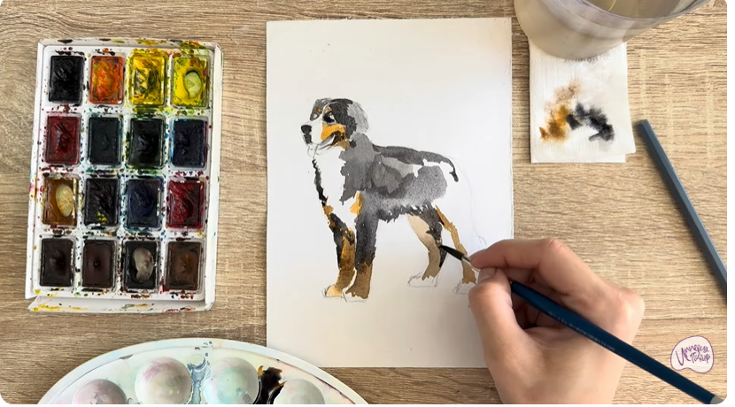 Рисуем Собака породы Бернский зенненхунд