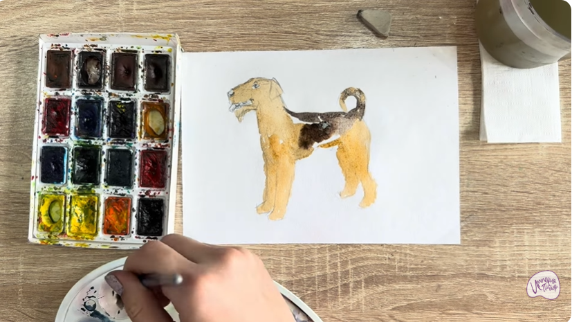 Рисуем Собака породы Эрдельтерьер