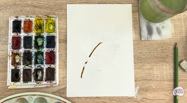 Рисуем Ветка караганы