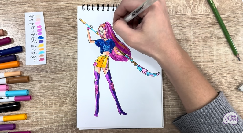 Рисуем Мира из "Кейпоп-охотницы на демонов"