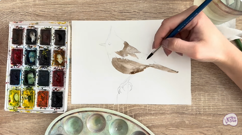 Рисуем Хохлатая синица